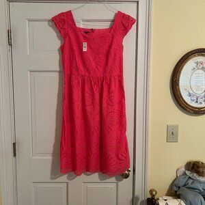Talbots cotton dress with lace cutwork Size 10